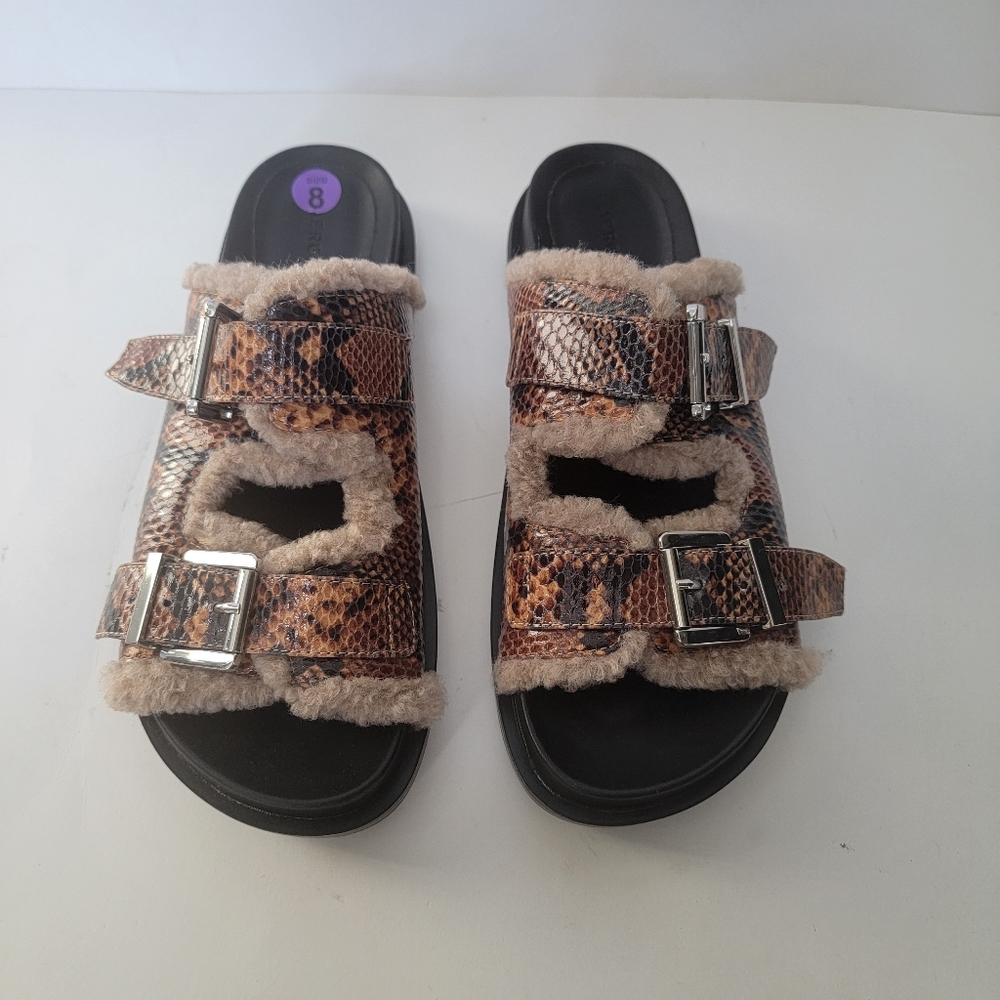 Aerosoles Olivia brown snakeskin sherpa sandals, size 8 NWT - Picture 4 of 7
